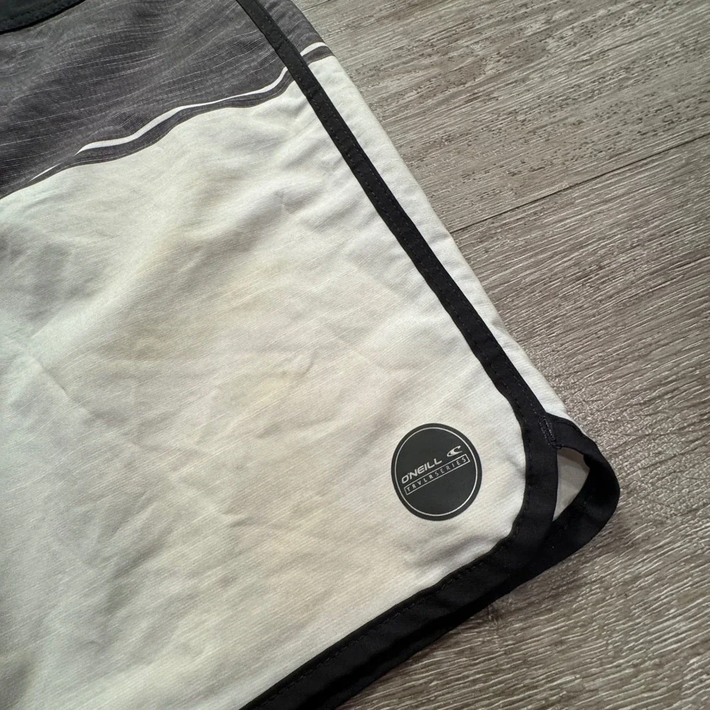 O'Neill Board Shorts Mens 29 Gray White Polyester Hyperfreak Summer Surf Beach
